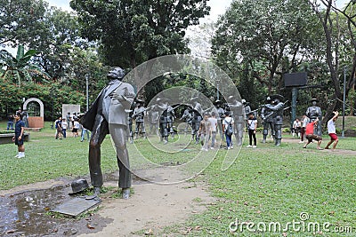 The Martyrdom of Dr. Jose Rizal large metal statues in Rizal Par Editorial Stock Photo