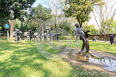 The Martyrdom of Dr. Jose Rizal large metal statues in Rizal Park, Manila Editorial Stock Photo