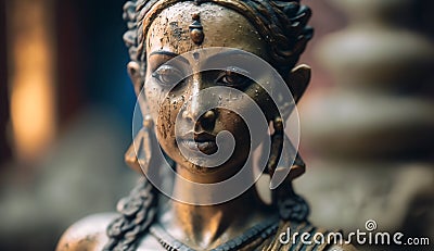 A Stunning Stone Sculpture of Ahalya, Wife of the Seer Gautam, Depicted in Exquisite Detail Stock Photo