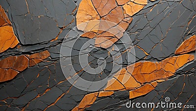 Radiant Amber Canvas: Veined Slate Elegance. AI Generate Stock Photo