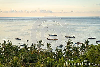 Sunset above hurbour in tropics stock photo Stock Photo