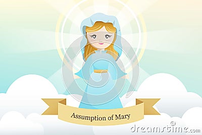 Assumption of Mary, Virgin Mary cartoon Vector Illustration