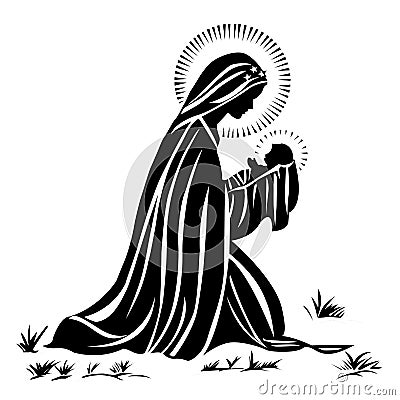 Mary and baby Jesus Vector Illustration