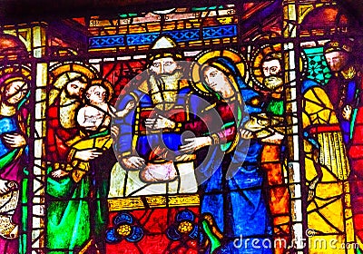 Mary Joseph Baby Jesus Stained Glass Window Orsanmichele Church Stock Photo