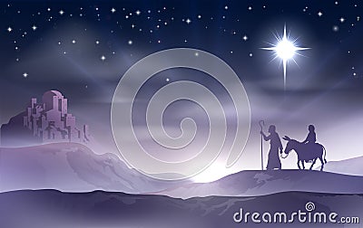 Mary and Joseph Nativity Christmas Illustration Vector Illustration