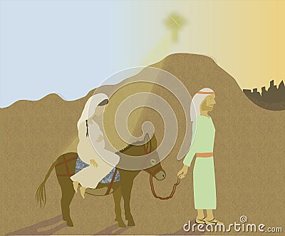 Mary and Joseph's journey to Bethlehem Stock Photo