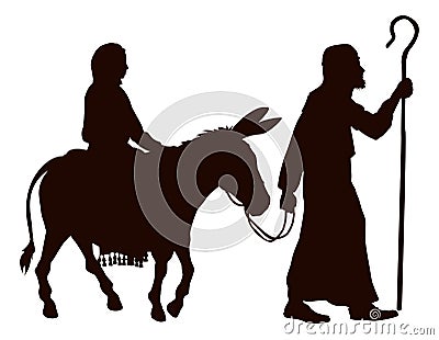 Mary and Joseph silhouettes Vector Illustration