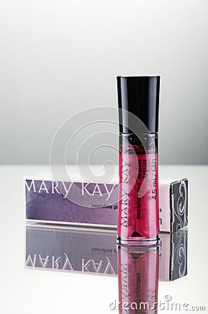 Mary Kay cosmetics isolated on gradient background. Editorial Stock Photo