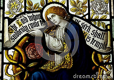 Mary Magdalene in stained glass Stock Photo