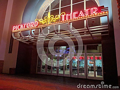 Mary Pickford is D & x27;Place Neon signs at night Editorial Stock Photo