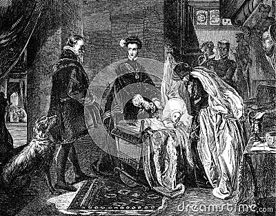 Mary Queen of Scots leaving Stirling Castle Cartoon Illustration