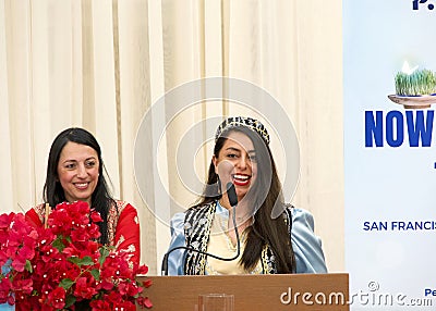 Maryam Fasihy speaking at Nowruz celebration at City Hall. Editorial Stock Photo