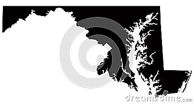 Maryland map, USA, country, silhouette Vector Illustration