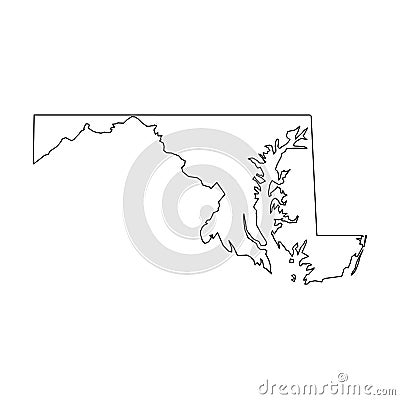 Maryland, state of USA - solid black outline map of country area. Simple flat vector illustration Vector Illustration