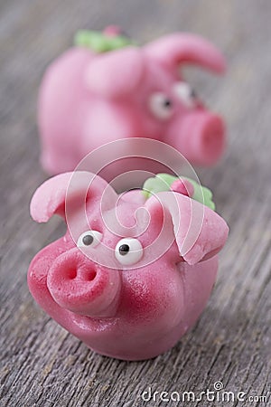 Marzipan pig Stock Photo