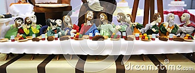 Marzipan sweets of Last supper of Jesus by unknown pastry cook Editorial Stock Photo