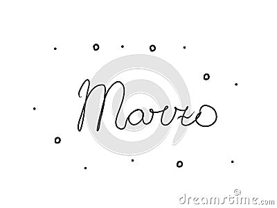 Marzo phrase handwritten with a calligraphy brush. March in spanish. Modern brush calligraphy. Isolated word black Vector Illustration