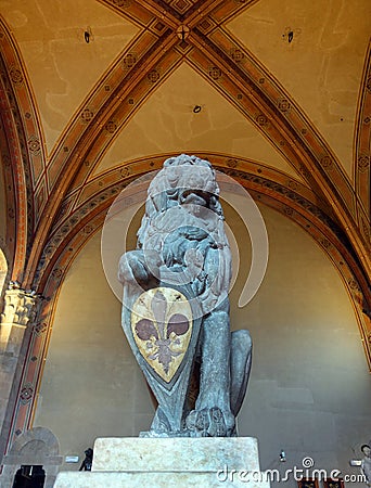 Heraldic Lion by Donatello â€“ National Museum of Bargello, Florence, Italy Editorial Stock Photo