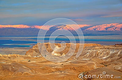 Masada and the Dead Sea, Israel Stock Photo