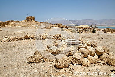 Masada ruins in southern Judean Desert in Israel Stock Photo