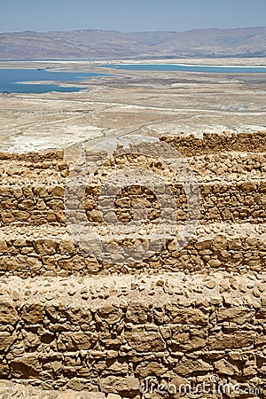 Masada ruins in southern Judean Desert in Israel Stock Photo