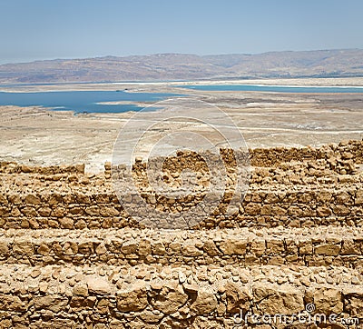 Masada ruins in southern Judean Desert in Israel Stock Photo
