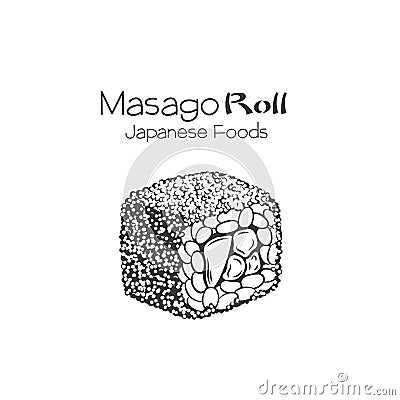 Masago sushi outline Cartoon Illustration