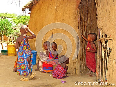 Masai children at home Editorial Stock Photo