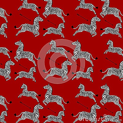 Masai Red Zebra Safari Scalamandre seamless repetitive pattern vector artwork Vector Illustration