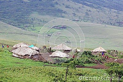 Masai village Editorial Stock Photo