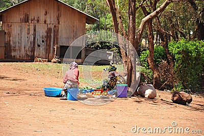 Masai village Editorial Stock Photo