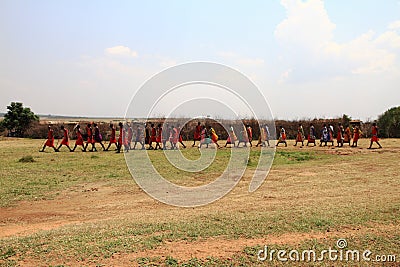 Masai walking - Kenya - Africa Editorial Stock Photo