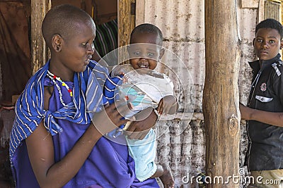 Masai woman with baby Editorial Stock Photo