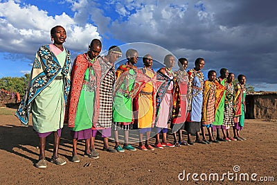 Masai women during ritual dance Editorial Stock Photo