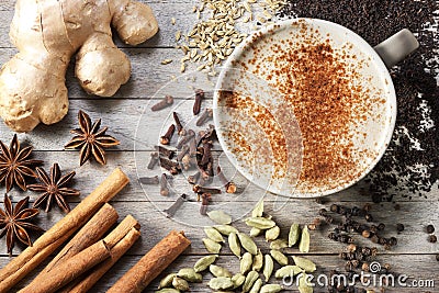 Chai Tea Cup Latte Lattes Stock Photo