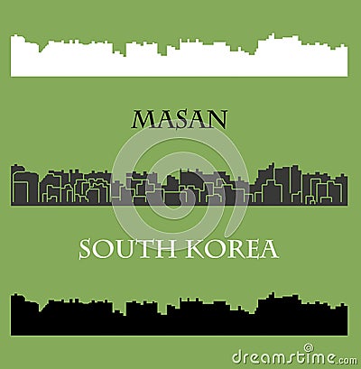 Masan, South Korea city silhouette Vector Illustration