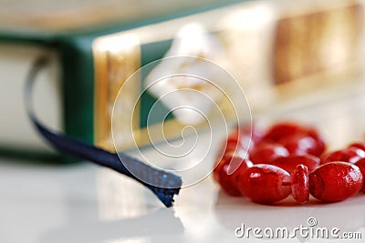 The Masbaha, also known as Tasbih with the Quran Stock Photo