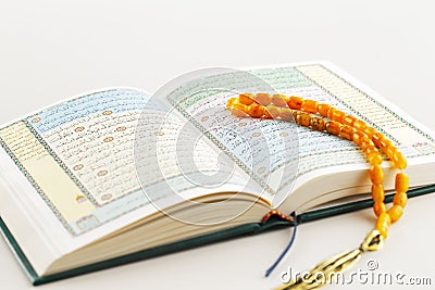 The Masbaha, also known as Tasbih with the Quran Stock Photo