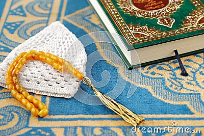 The Masbaha, also known as Tasbih with the Quran Stock Photo