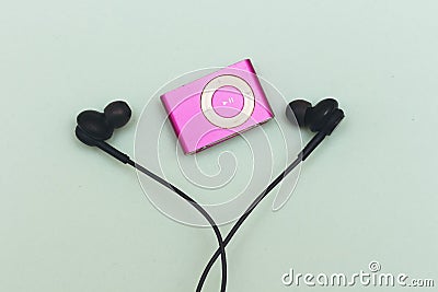 Mascara, Algeria - January 01, 2020: Flat lay of iPod shuffle with black earphone Editorial Stock Photo