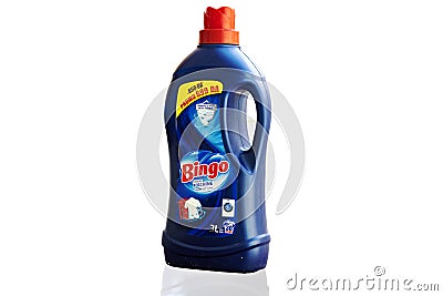 Mascara, Algeria - July 30, 2019: Laundry detergent BINGO bottle Editorial Stock Photo