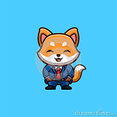 Fox Business Cute Creative Kawaii Cartoon Mascot Stock Photo