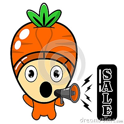 Mascot carrot megaphone sale Vector Illustration