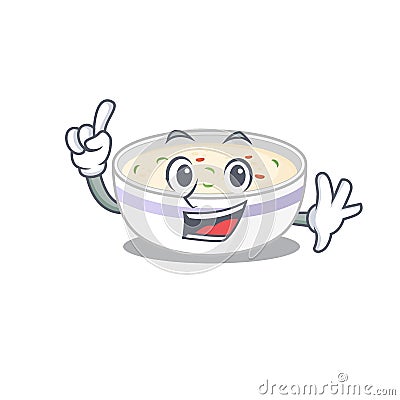 Mascot cartoon concept steamed egg in One Finger gesture Vector Illustration