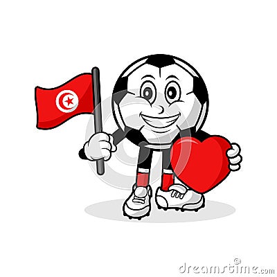 Mascot cartoon football love tunisia flag design Vector Illustration