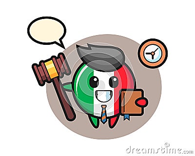 Mascot cartoon of italy flag badge as a judge Vector Illustration
