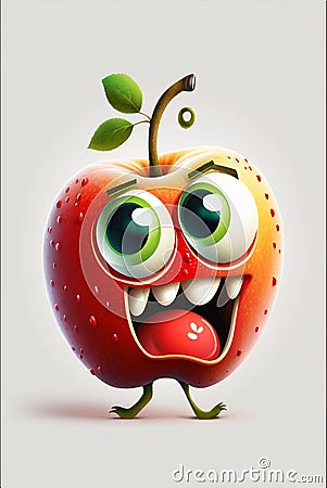 Mascot cartoon vector illustration Cute funny apple character isolated background Cartoon Illustration