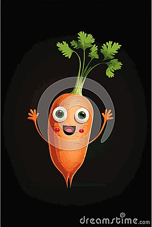 Mascot cartoon vector illustration Cute funny carrot character isolated background Cartoon Illustration