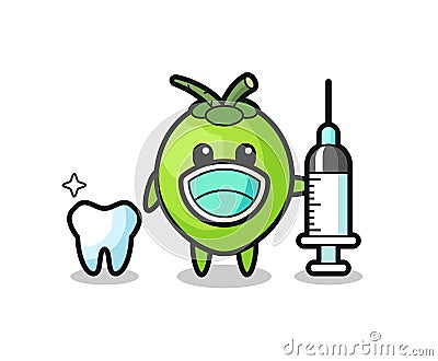 Mascot character of coconut as a dentist Vector Illustration