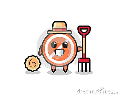 Mascot character of stop sign as a farmer Vector Illustration